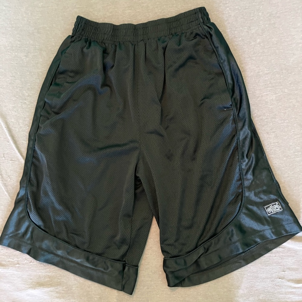 Men's Black Athletic Mesh Shorts with Elastic Waist
